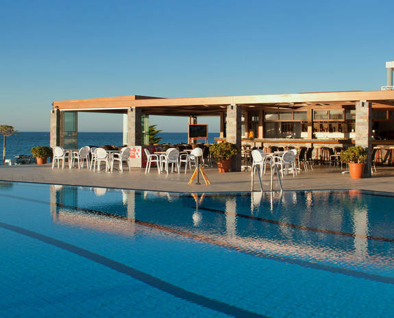 Ariadne Hotel Malia pool and the pool bar in the background