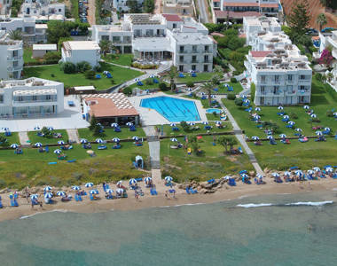 Ariadne Hotel Malia hotel and beach aerial view