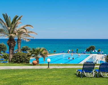 Ariadne Hotel Malia pool and sea view from the garden