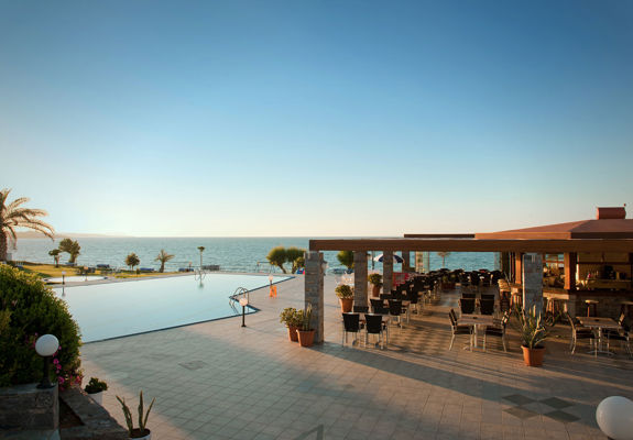 Ariadne Hotel Malia bar sitting area next to the pool